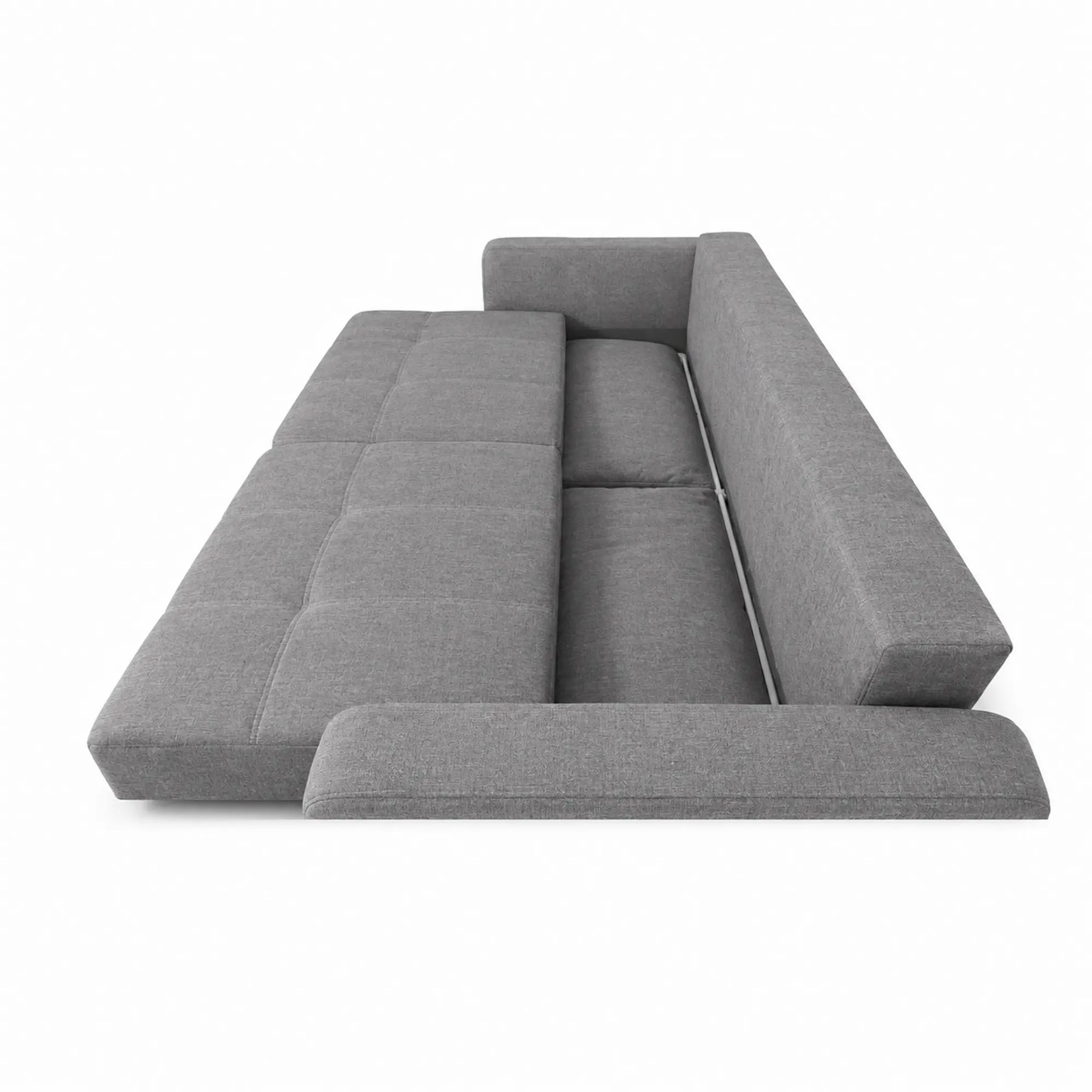 Canapea extensibila 3 persoane KARISA, stofa catifelata gri - Monolith 92, cu lada depozitare, 241x113x91 cm