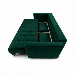 Canapea extensibila ALDO, stofa catifelata verde - Monolith 37, cu lada depozitare, 227x102x87 cm