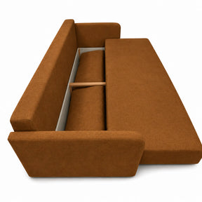 Canapea extensibila Allen, stofa catifelata maro - Element 07, cu lada depozitare, 220x100x88 cm