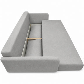 Canapea extensibila Allen, stofa catifelata gri - Element 04, cu lada depozitare, 220x100x88 cm