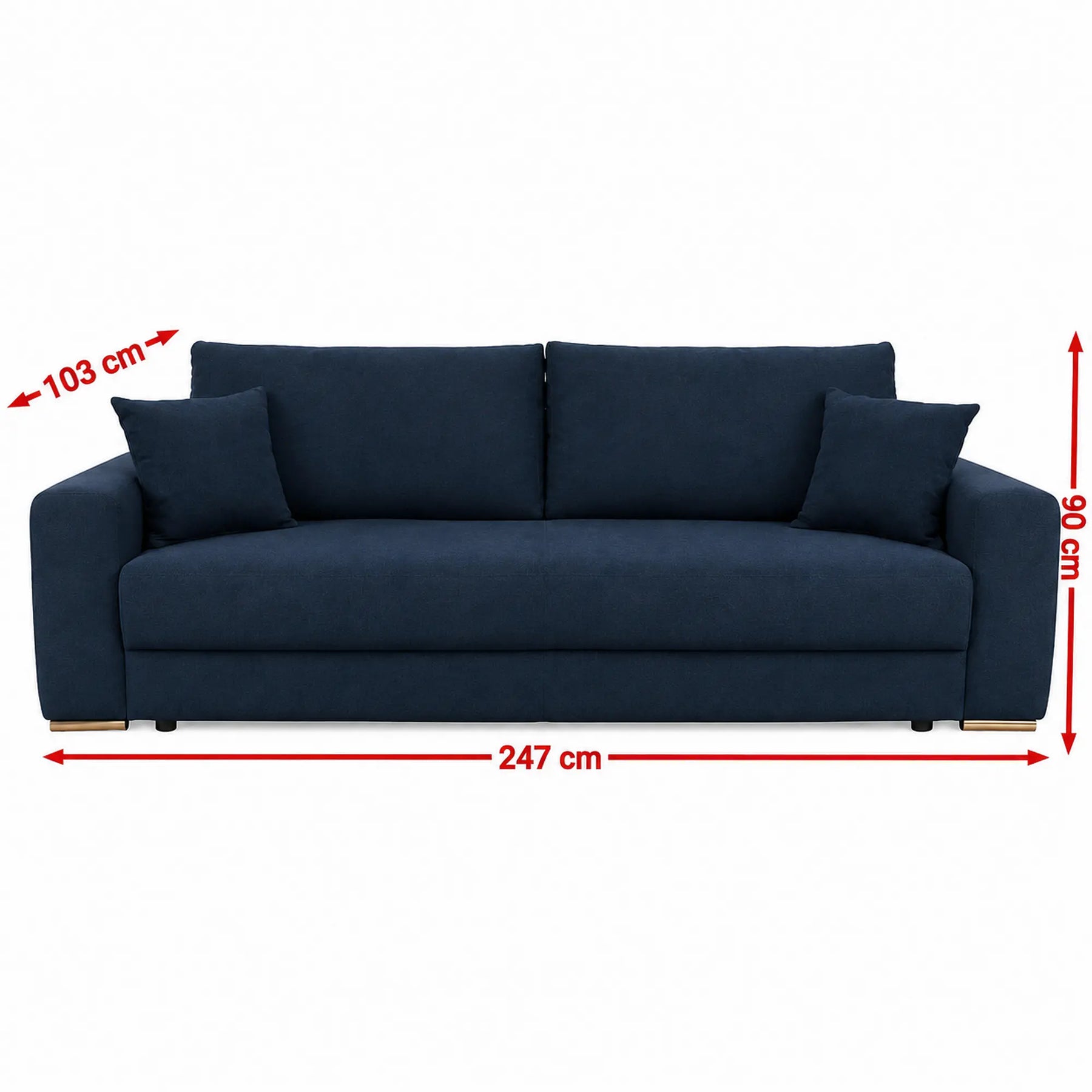 Canapea extensibila GENF, stofa catifelata albastru inchis - Element 13, cu lada depozitare, 247x103x90 cm