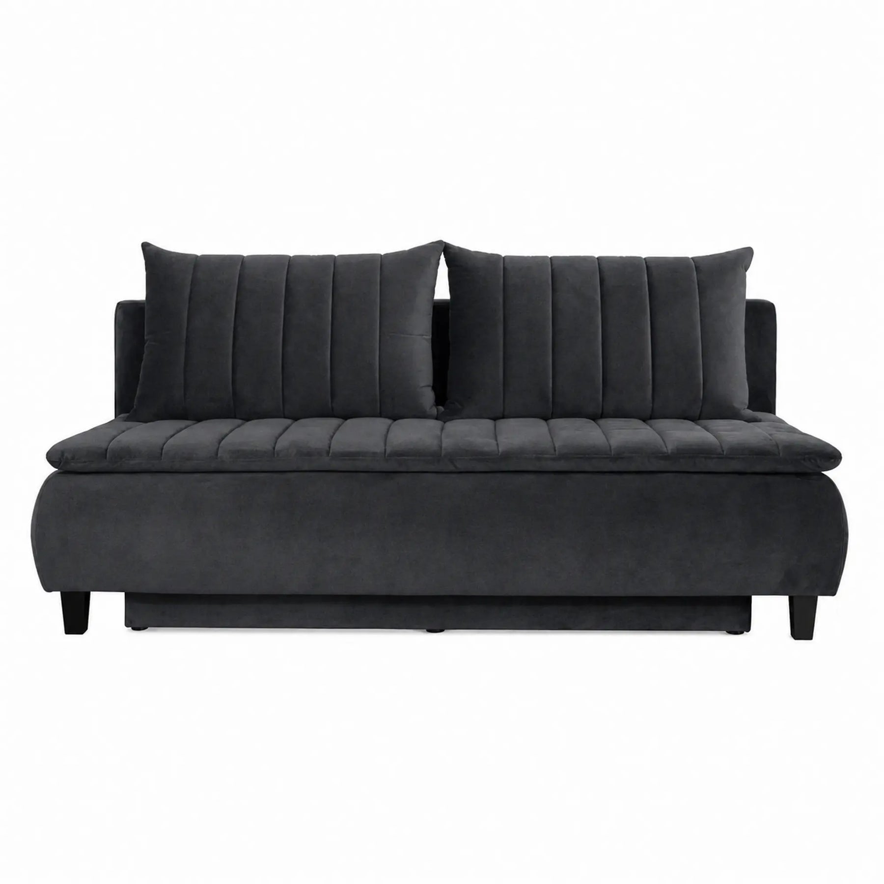 Canapea extensibila HARRY, stofa catifelata gri grafit - Element 22, lada depozitare, 208x102x96 cm