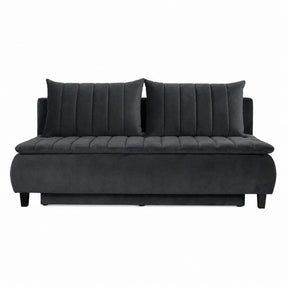 Canapea extensibila HARRY, stofa catifelata gri grafit - Element 22, lada depozitare, 208x102x96 cm