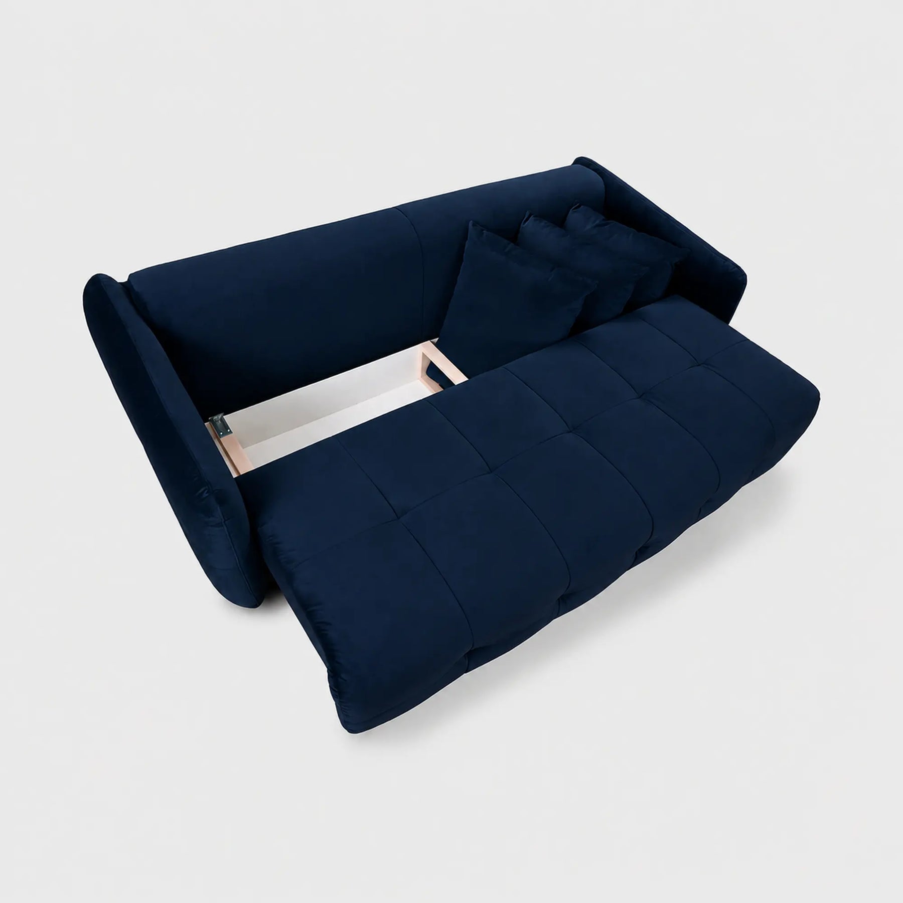 Canapea extensibila in fata 3 locuri BELLA, stofa catifelata albastru - Velvet F612, 228x110x93 cm