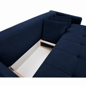 Canapea extensibila in fata 3 locuri BELLA, stofa catifelata albastru - Velvet F612, 228x110x93 cm