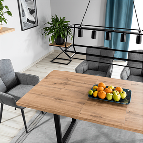 Masa extensibila VITO, stejar artisan/negru, 140-180x85x76 cm