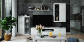 Mobilier living CATLIN, alb/gri, PAL, 255x40x190 cm