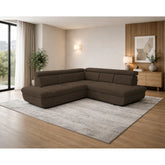 Coltar extensibil sufragerie REGAL, sezlong dreapta, stofa catifelata maro - Velvet F609, 266x196x95 cm