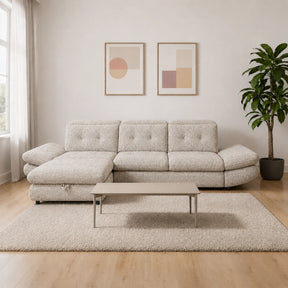 Coltar living SIENA MINI, sezlong stanga, stofa crem - Rimini R072, 297x181x100 cm