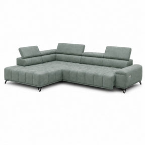Coltar cu sezlong PALLADIO L, stofă catifelata/lemn masiv, verde menta - Salvador 12, 320×220×99 cm