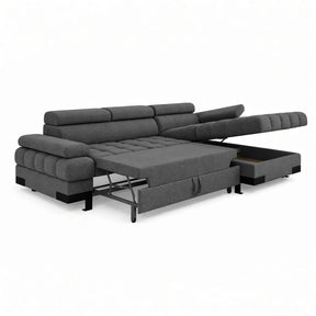 Coltar extensibil SELVA MINI, stofă clasică/lemn masiv/PAL, gri închis - Austin 19, 270×173×95 cm
