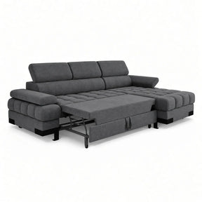 Coltar extensibil SELVA MINI, stofă clasică/lemn masiv/PAL, gri închis - Austin 19, 270×173×95 cm