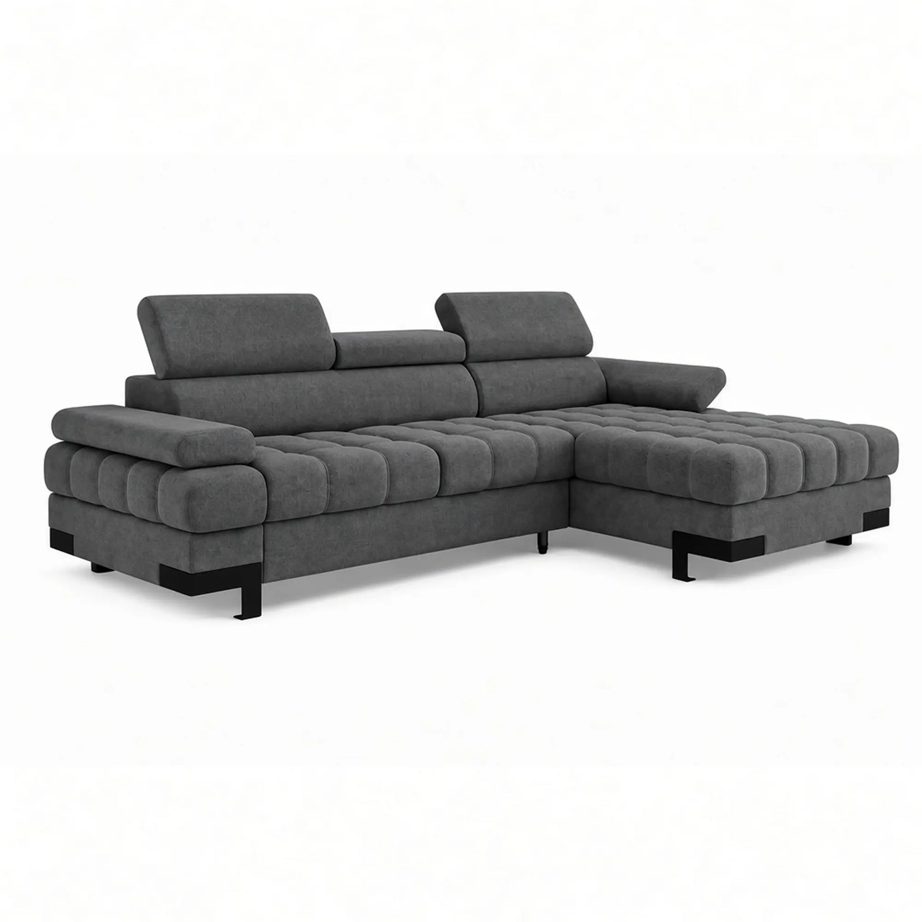 Coltar extensibil SELVA MINI, stofă clasică/lemn masiv/PAL, gri închis - Austin 19, 270×173×95 cm
