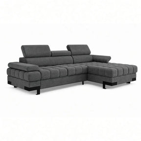 Coltar extensibil SELVA MINI, stofă clasică/lemn masiv/PAL, gri închis - Austin 19, 270×173×95 cm