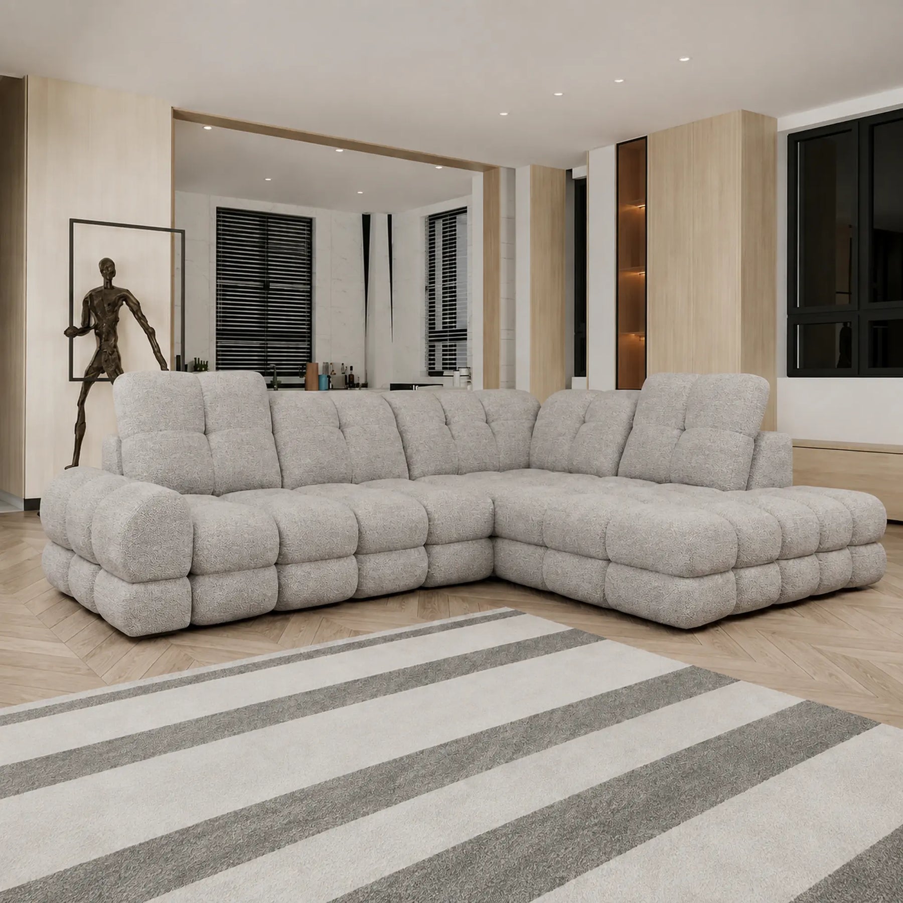 Coltar extensibil TOLLO L, stofă clasică, gri - Austin 18, 302×217×105 cm
