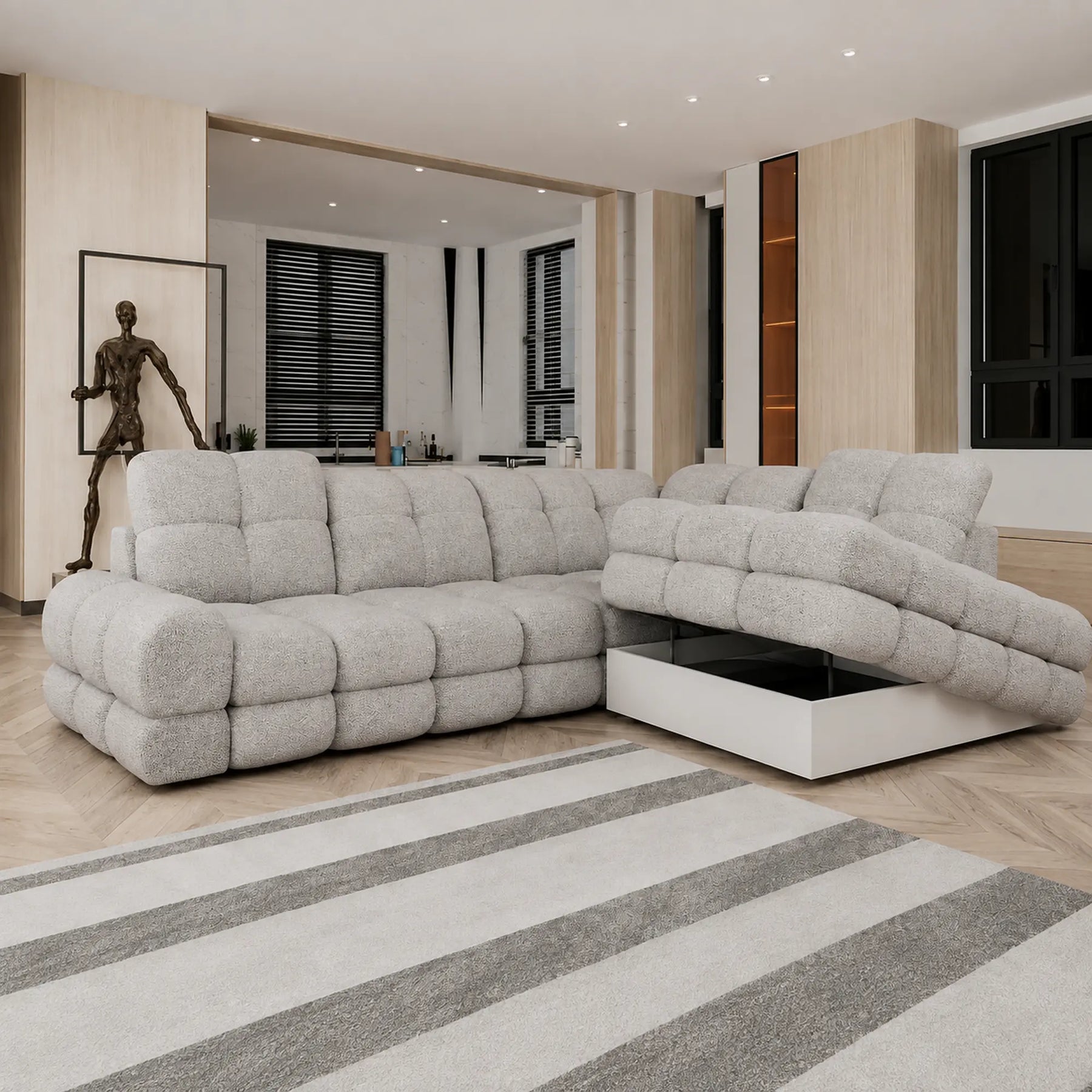 Coltar extensibil TOLLO L, stofă clasică, gri - Austin 18, 302×217×105 cm