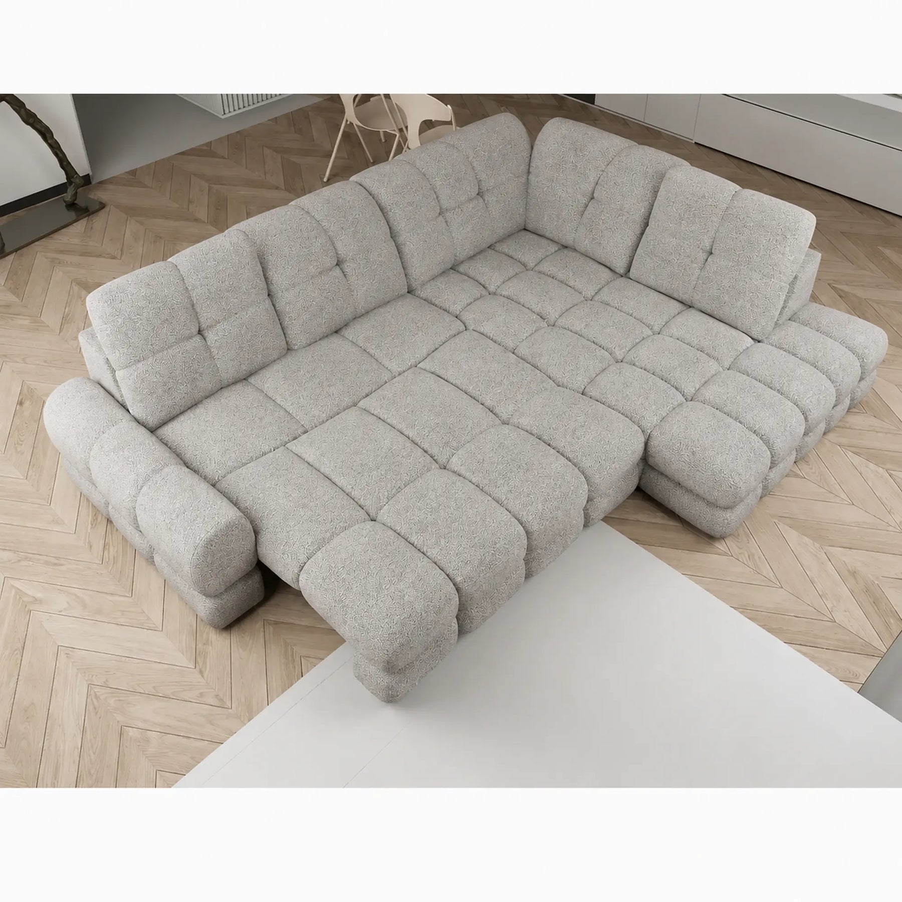 Coltar extensibil TOLLO L, stofă clasică, gri - Austin 18, 302×217×105 cm