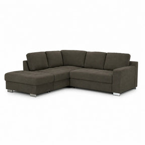 Coltar extensibil modern living ROCA, sezlong stanga, stofa catifelata maro - Monolith ML20, 262x241x89 cm
