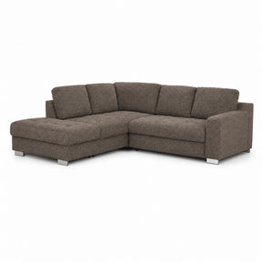 Coltar extensibil modern living ROCA, sezlong stanga, stofa maro - Rimini R071, 262x241x89 cm