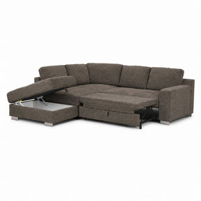 Coltar extensibil modern living ROCA, sezlong stanga, stofa maro - Rimini R071, 262x241x89 cm