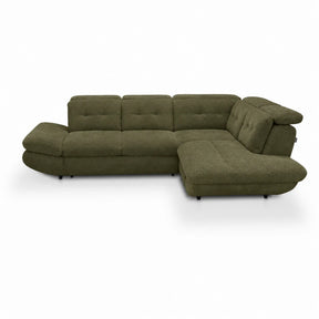 Coltar living SIENA MIC, sezlong dreapta, stofa catifelata verde olive - Monolith ML38, 295x234x100 cm