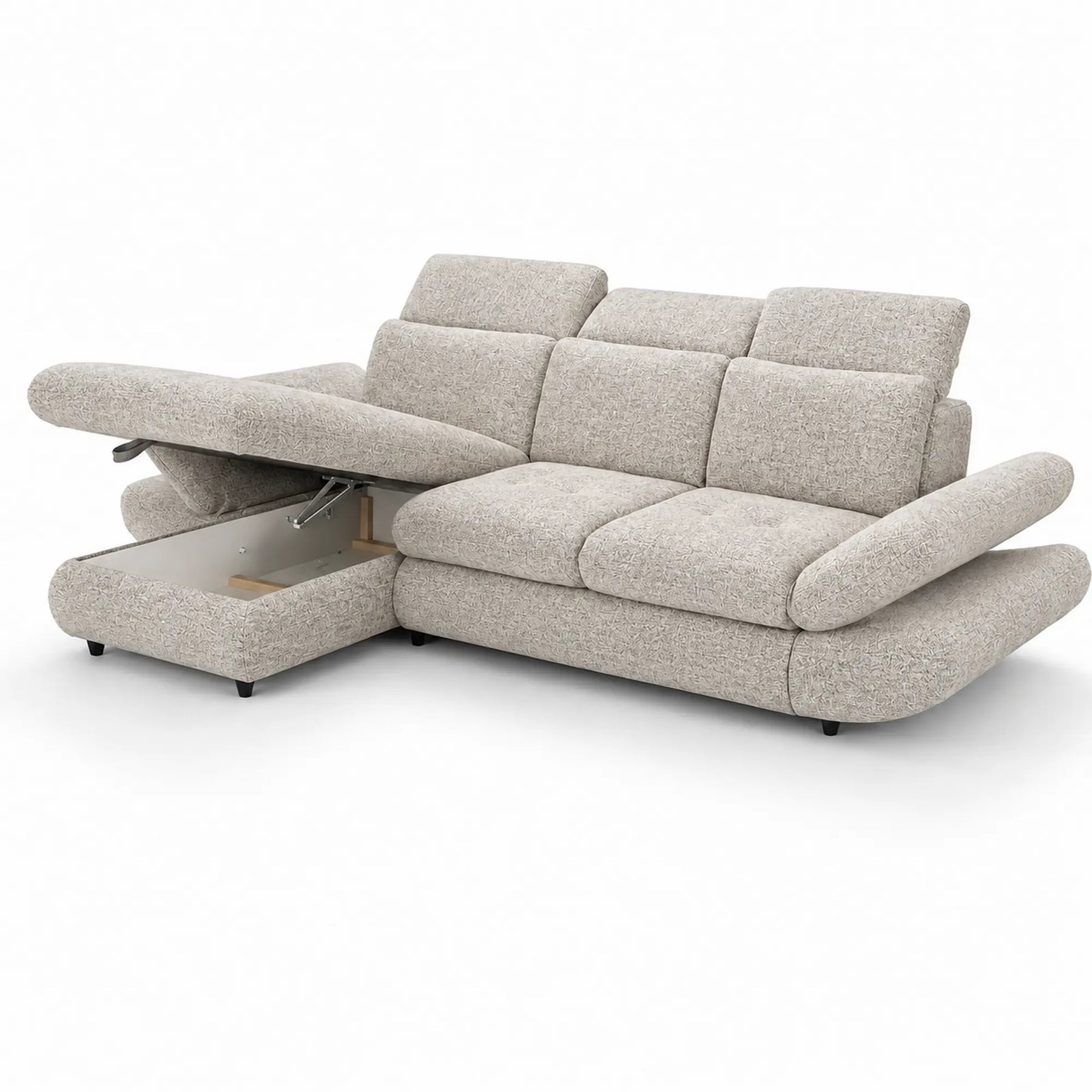 Coltar living SIENA MINI, sezlong stanga, stofa crem - Rimini R072, 297x181x100 cm