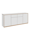 Comoda pentru living COMPLEX, PAL laminat, alb/stejar, 220×40×88.5 cm