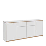 Comoda pentru living COMPLEX, PAL laminat, alb/stejar, 220×40×88.5 cm
