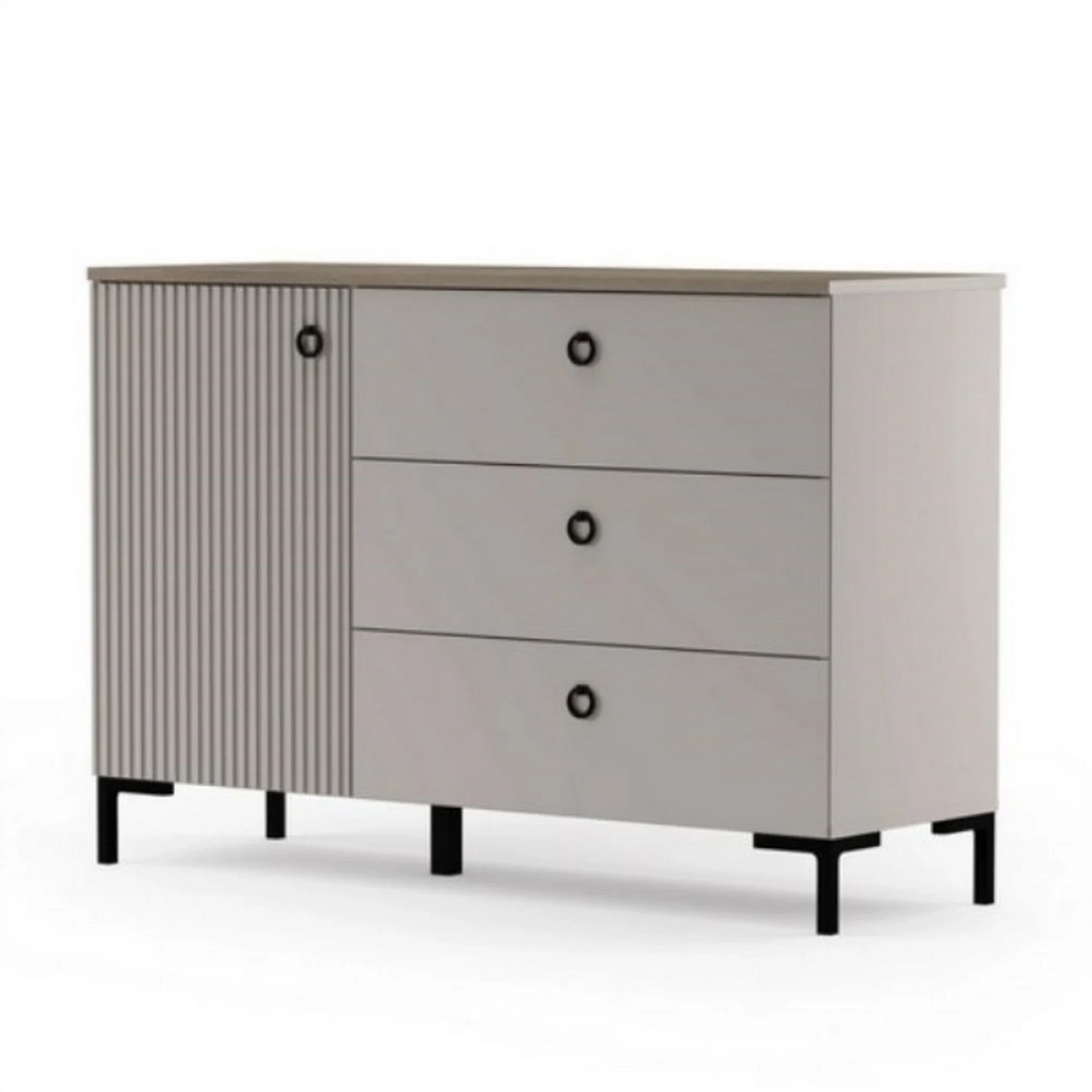 Comoda pentru living DOMINICA, grej/stejar, PAL laminat, 120x41x81 cm