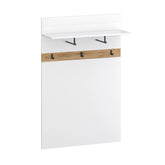 Cuier simplu hol VELUTTO, alb/stejar, PAL laminat, 81x26x122 cm