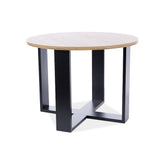 Masuta EGOA rotunda cu blat laminat, stejar wotan/negru, 65 cm
