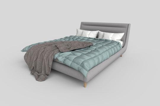 Pat tapitat stofa 140x200 Elanda, somiera inclusa