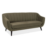 Canapea fixa 3 locuri ELITE 3, verde olive, stofa catifelata - Bluvel 77/lemn, 200x85x83 cm