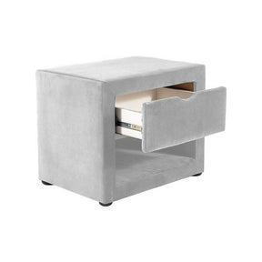 Noptiera ET-001, stofa catifelata gri deschis, 50x35x42 cm