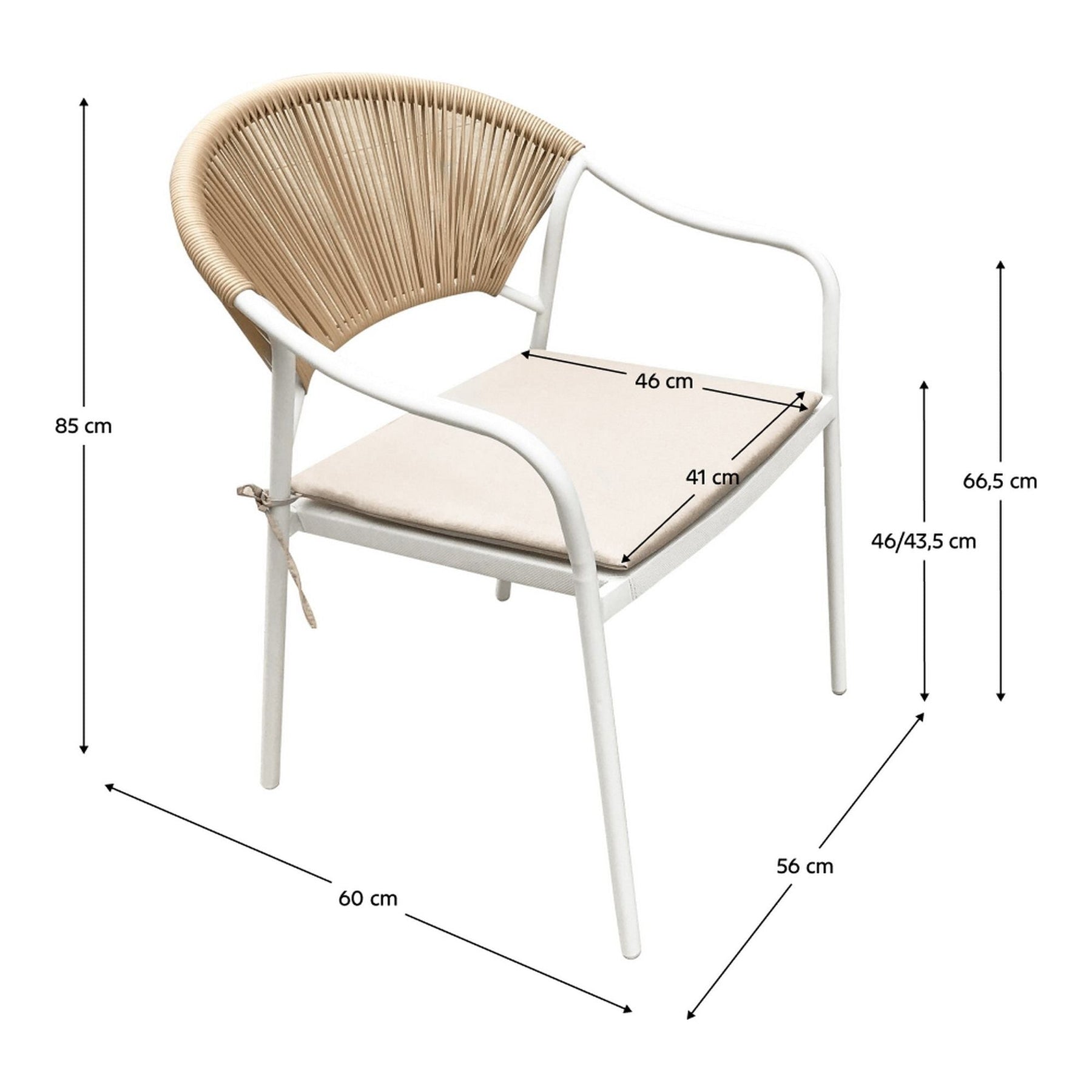 Set masa cu 2 scaune gradina ELIOR, ratan/metal, alb/bej