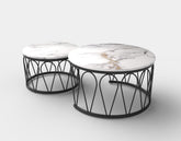 Set 2 masute de cafea FORMOSA. marmura alba/ negru, 60x47 si 80x47 cm