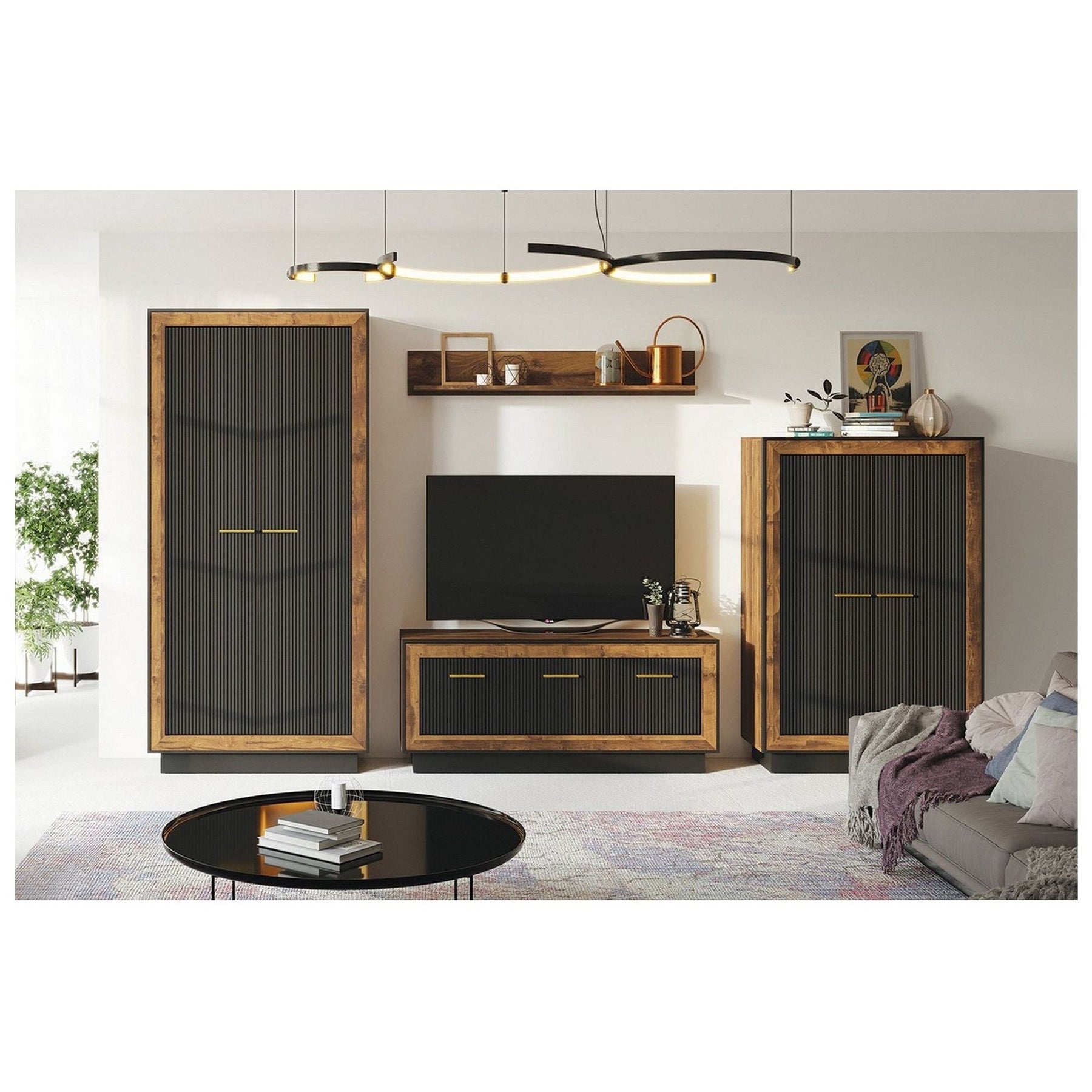 Comoda inalta FOX8, eger/negru, PAL, 95x39x146 cm