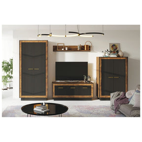 Comoda inalta FOX8, eger/negru, PAL, 95x39x146 cm