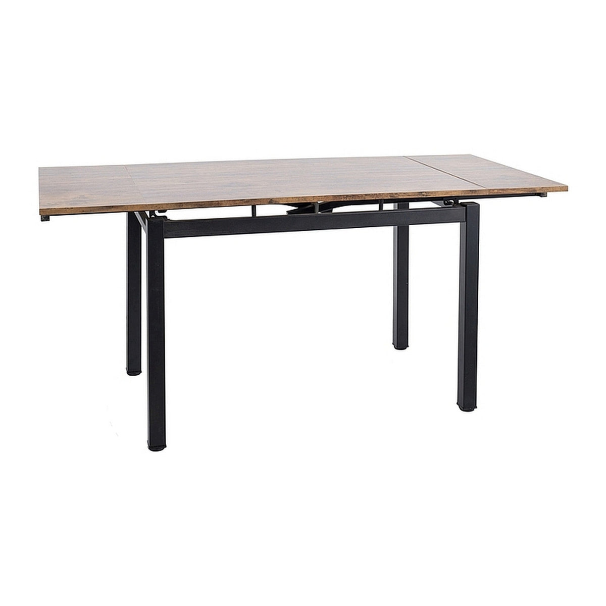 Masa extensibila GD017, nuc vintage/negru mat, furnir/metal, 110-170x74x75 cm