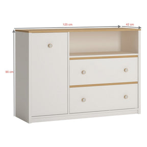Comoda GLOBO, alb, PAL melaminat, 125x42x90 cm