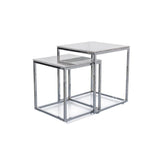 Set 2 masute GLORIA II, alb/crom, sticla/metal, 40x40x44/35x35x37 cm