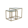 Set 2 masute GLORIA II, alb/auriu, sticla/metal, 40x40x44/35x35x37 cm