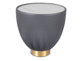 Masuta cafea GRADO B, alb/gri/auriu, piele ecologica/metal, 46x45 cm