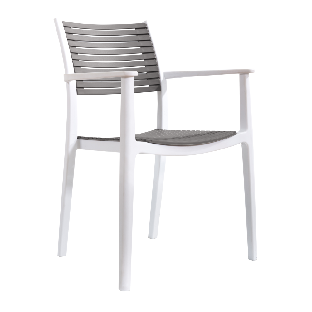 Scaun HERTA, alb/gri, plastic, 58x57x86 cm