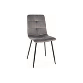 Scaun IVO, stofa catifelata gri/negru, 45x39x91 cm