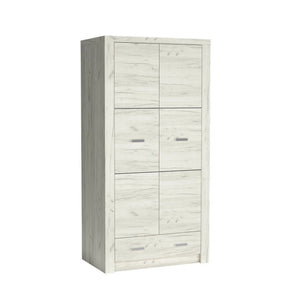 Dulap INDIANAPOLIS I1, stejar craft alb, PAL laminat, 96x58x192 cm