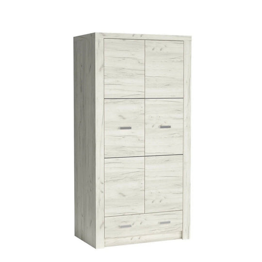 Dulap INDIANAPOLIS I1, stejar craft alb, PAL laminat, 96x58x192 cm
