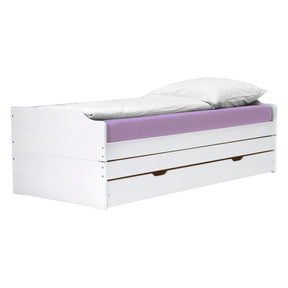 Pat cu module suplimentare extensibile FLOPY, alb, lemn, 90x200 cm