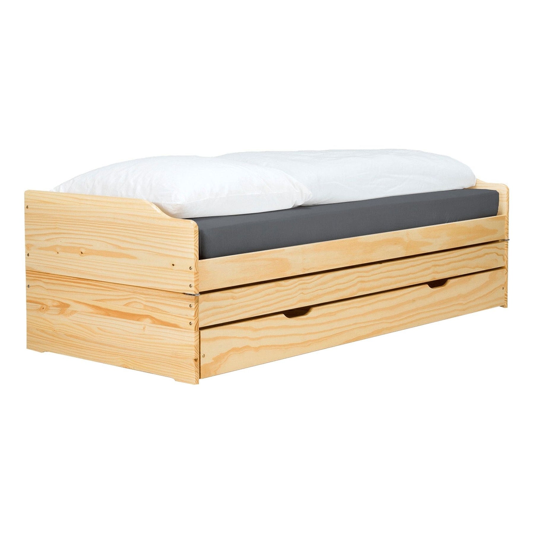 Pat cu module suplimentare extensibile FLOPY, stejar, lemn, 90x200 cm