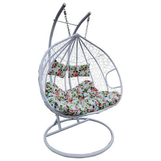 Balansoar DALVEA 2 NEW, alb/imprimeu floral, 133x117x195 cm